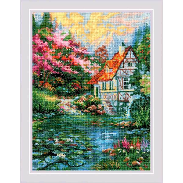 Набор для вышивания нитками Риолис, Водяная мельница, 30х40 см