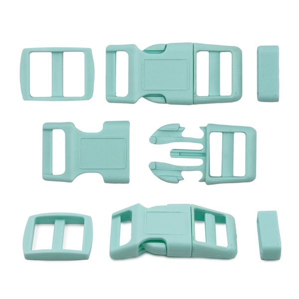 Фастекс (пряжка трезубец), рамка и рамка-регулятор 15мм, пластик, (2 компл.) Hobby&Pro, св.бирюзовый, A03001037-15