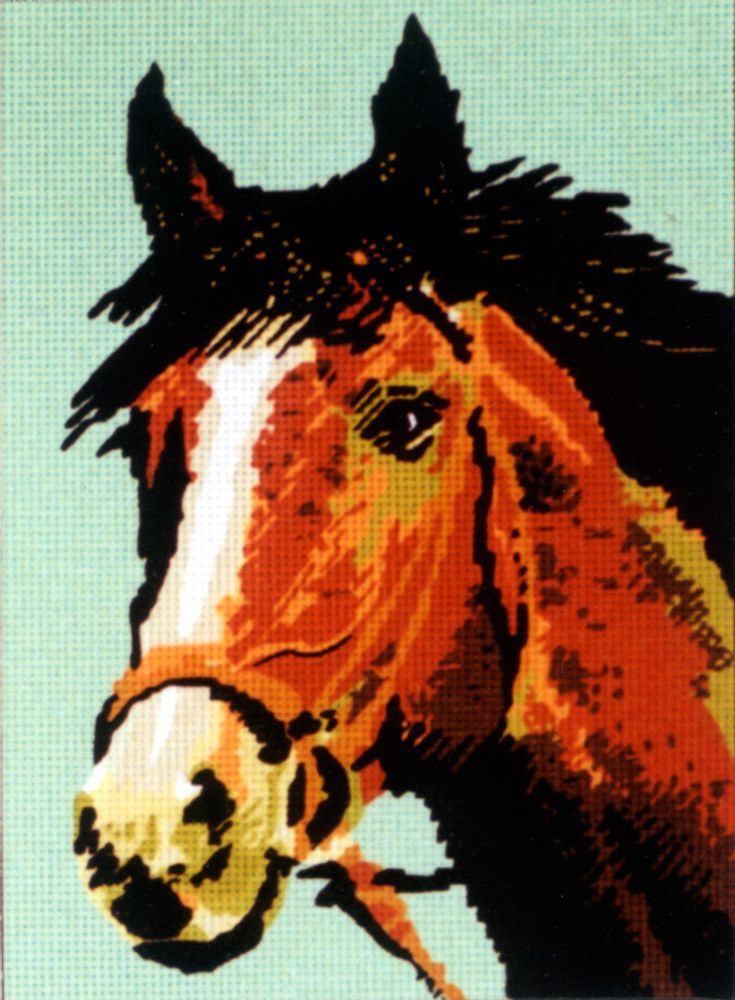 Рисунок для вышивания Soulos (канва жесткая), 2 рисунка &quot;Голова рыжего коня&quot;, 40х60 см