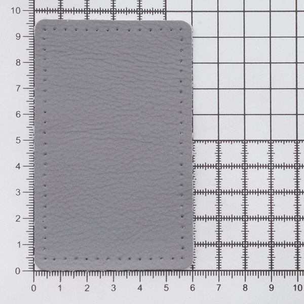 Заплатки пришивные из кожи, прямоугольник 6х9,6см с перфорацией, 2 шт, 100% кожа, 07 серый, 9113