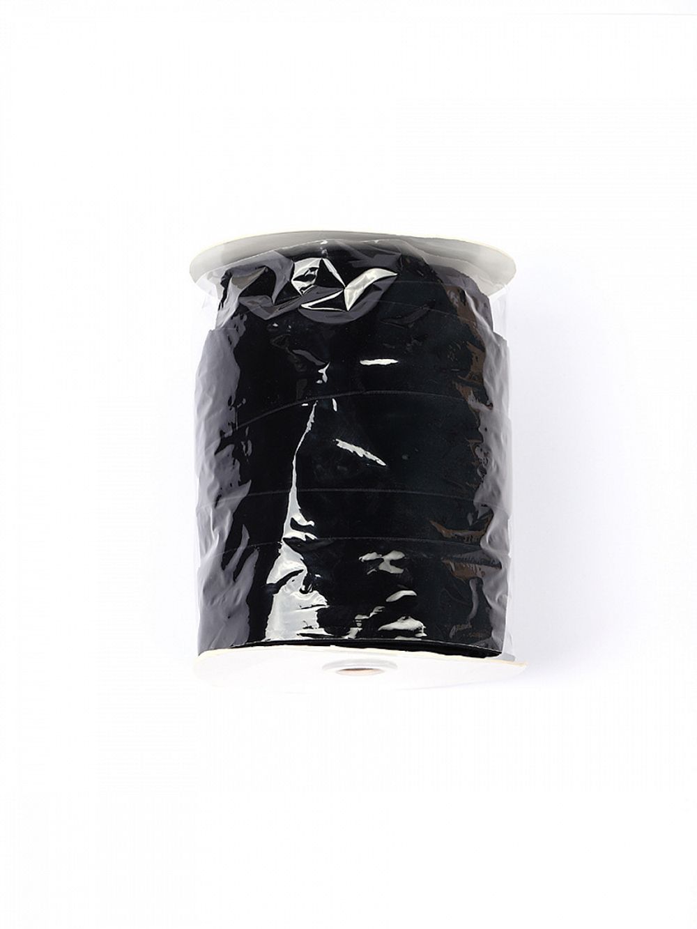 Лента бархатная (тесьма) эластичная 38.0 мм / 20±1 метров, нейлон, черный