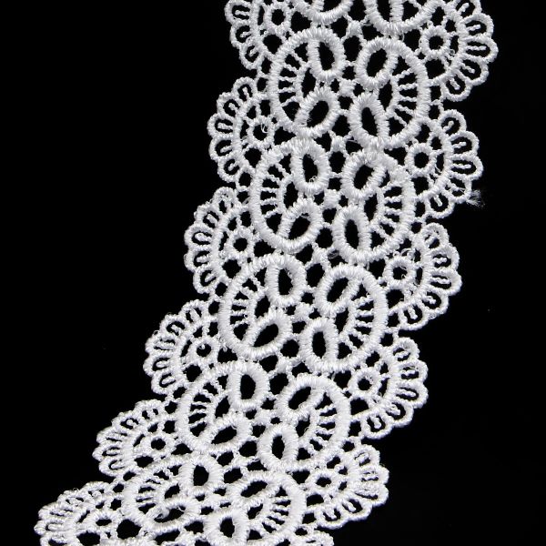 Кружево гипюр (плетёное) 65 мм / 9.14 метров, C501 белый