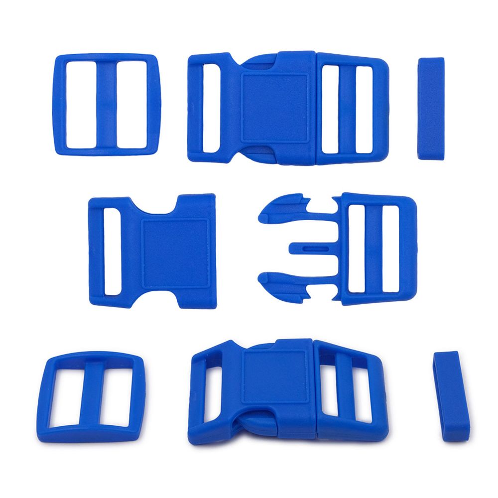 Фастекс (пряжка трезубец), рамка и рамка-регулятор 25мм, пластик, (2 компл.) Hobby&amp;Pro, синий, A03001037-K-25
