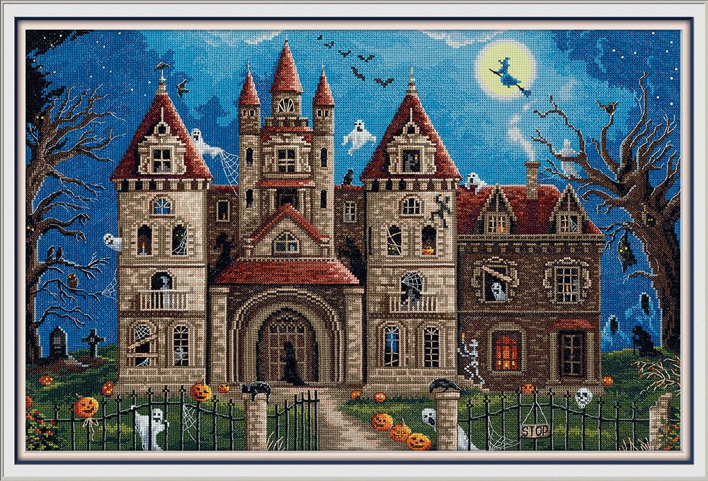 Набор для вышивания нитками Panna Золотая серия ZU-7490, Замок с привидениями, 45х30 см