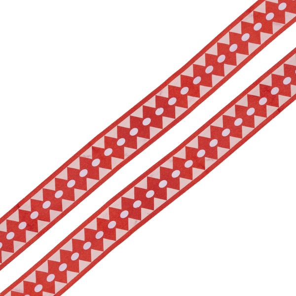 Лента атласная с рисунком Ромбы 25.0 мм / 3 метра, красный, Globus