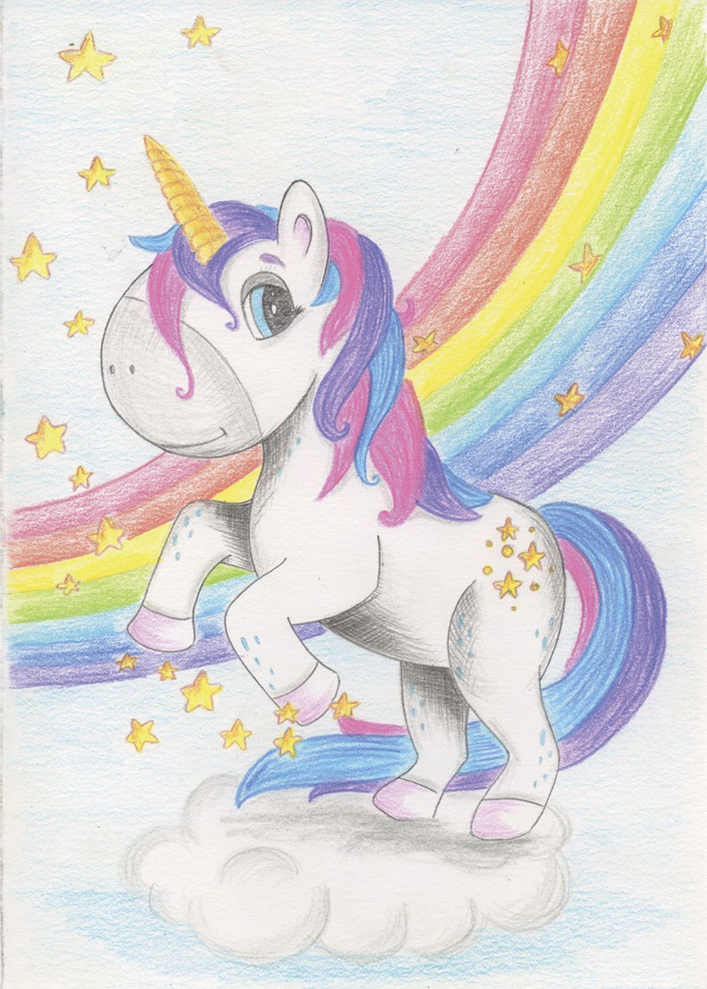 Скетч для раскрашивания цветными карандашами Фрея, RPSK-0019 На облачке 21х14.8 см, 1 л