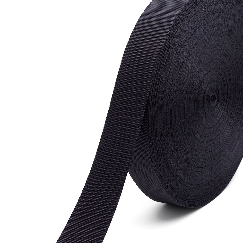 Стропа (ременная лента) 40 мм / 50 метров, толщ. 1.0 мм, [26.3 г/пог.м], 100% п/э, 005 черный