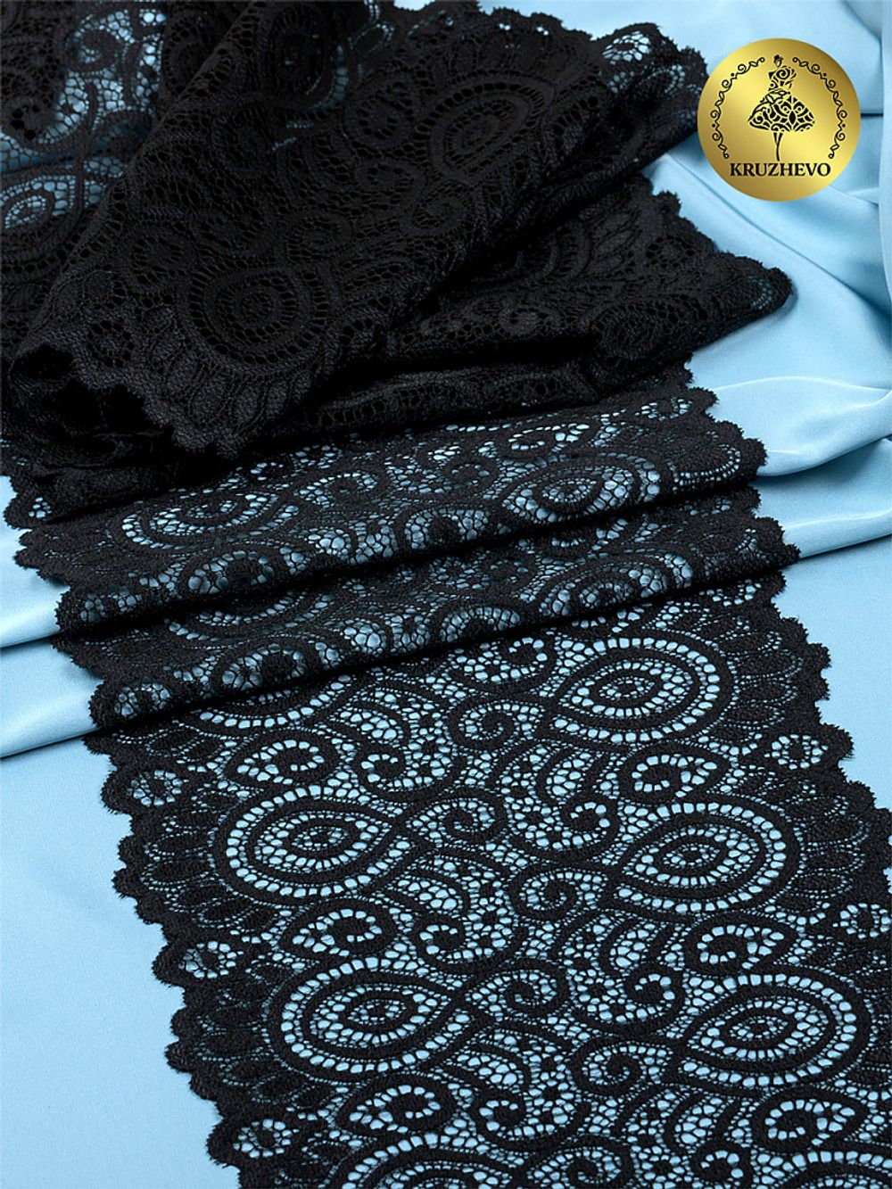 Кружево бельевое эластичное 180 мм / 25 м, 263, цв.003 черный, Kruzhevo