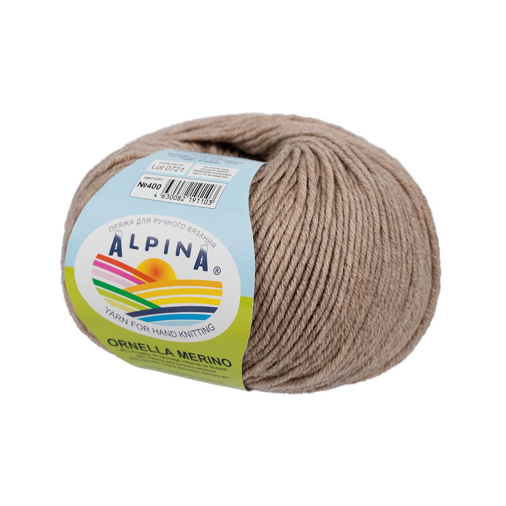 Пряжа Alpina Ornella Merino / уп.10 мот. по 50г, 125м, 400 бежевый