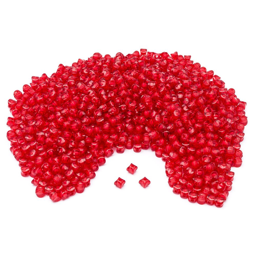 Бусины акрил ⌀10 мм, 500 г, в цвете с белой сердцевиной, мягкий куб, 22 красный, Astra&Craft LY-161