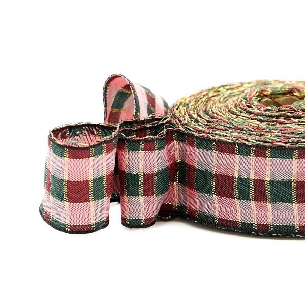 Лента Шотландка с люрексом 30 / 25м (черный/розовый), С3301Г17
