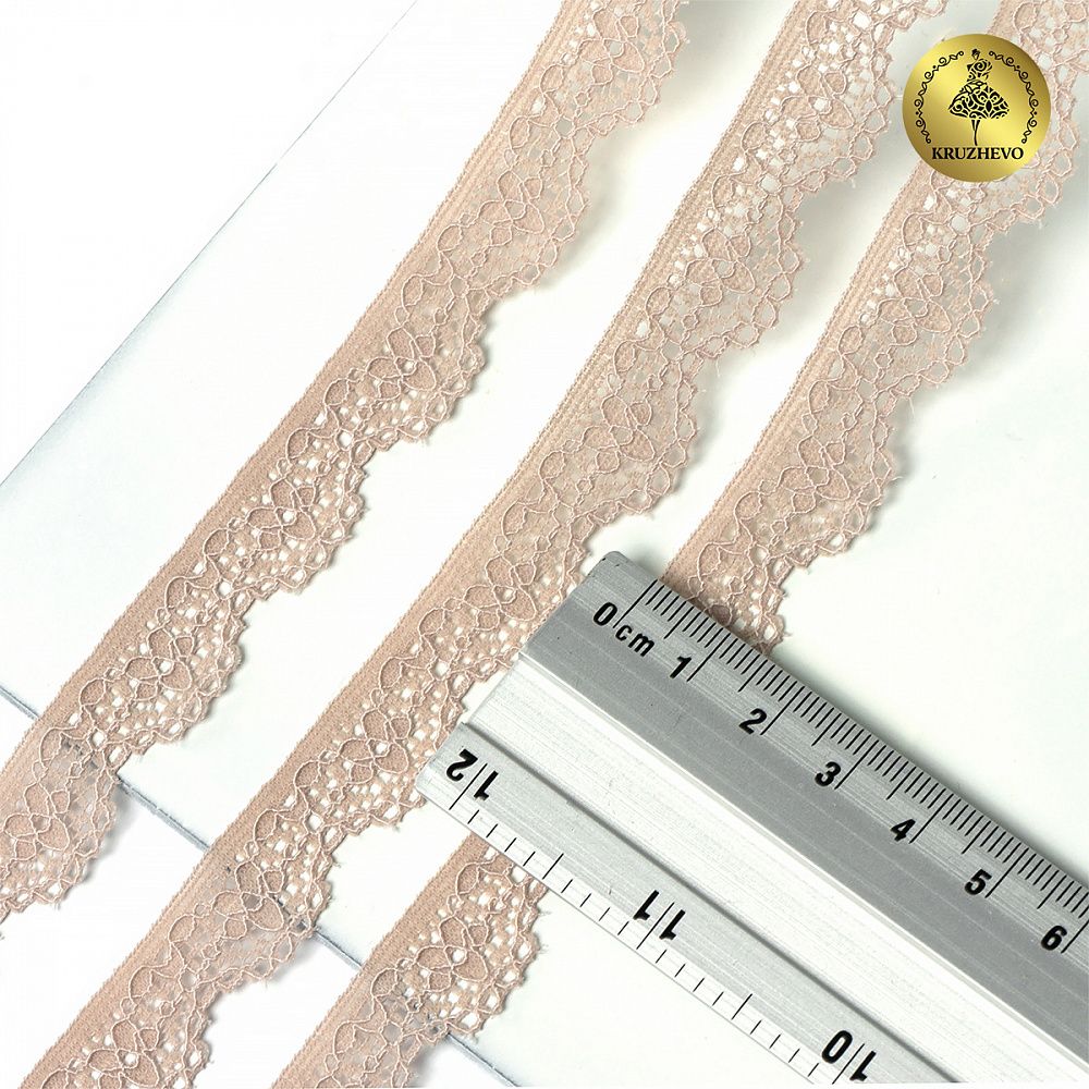 Кружево эластичное (стрейч) 15 мм TBY.8031, цв.S185 серебристый пион, 5 метров, Kruzhevo