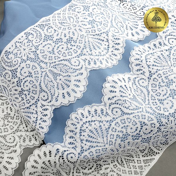 Кружево эластичное (стрейч) 110 мм, 40992PP цв.белый, 3 метра, Kruzhevo