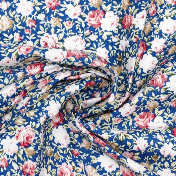 Ткань для рукоделия в наборе Цветы-01 Ткань для рукоделия с лентой (01*711: х/б 48*50см+1,5м), синий, 29298