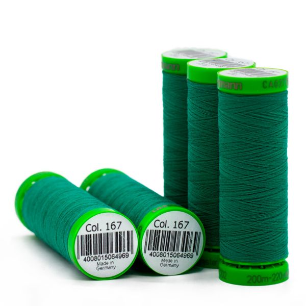 Нитки для тонких тканей Gutermann Extra Fine 150, 200м, 167 нефритовый, 5 катушек