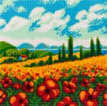 Алмазная (кристальная) мозаика Фрея, Маковое поле 25х25 см