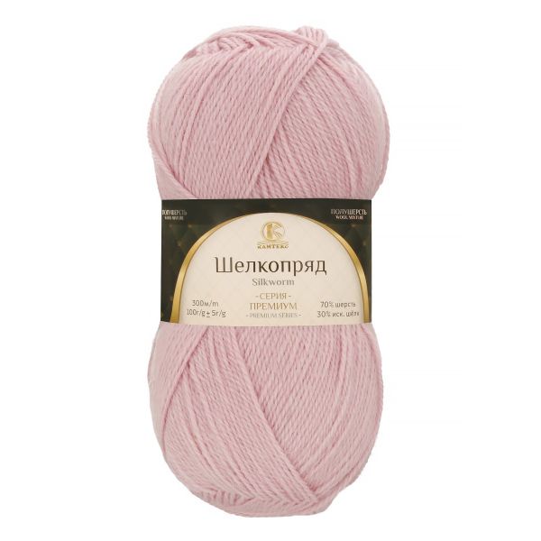 Пряжа Камтекс Шелкопряд / уп.5 мот. по 100 г, 300 м, цв.075 св.пудра