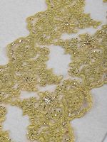 Кружево на сетке 110 мм / 2 метра, с пайетками, TBY G1232, цв.золото, Kruzhevo