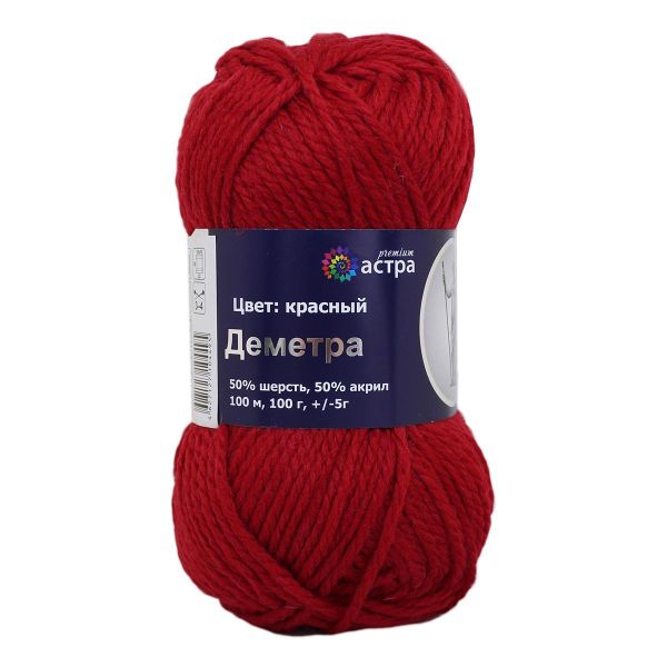 Пряжа Astra Premium (Астра Премиум) Деметра / уп.3 мот. по 100 г, 100 м, 04 красный