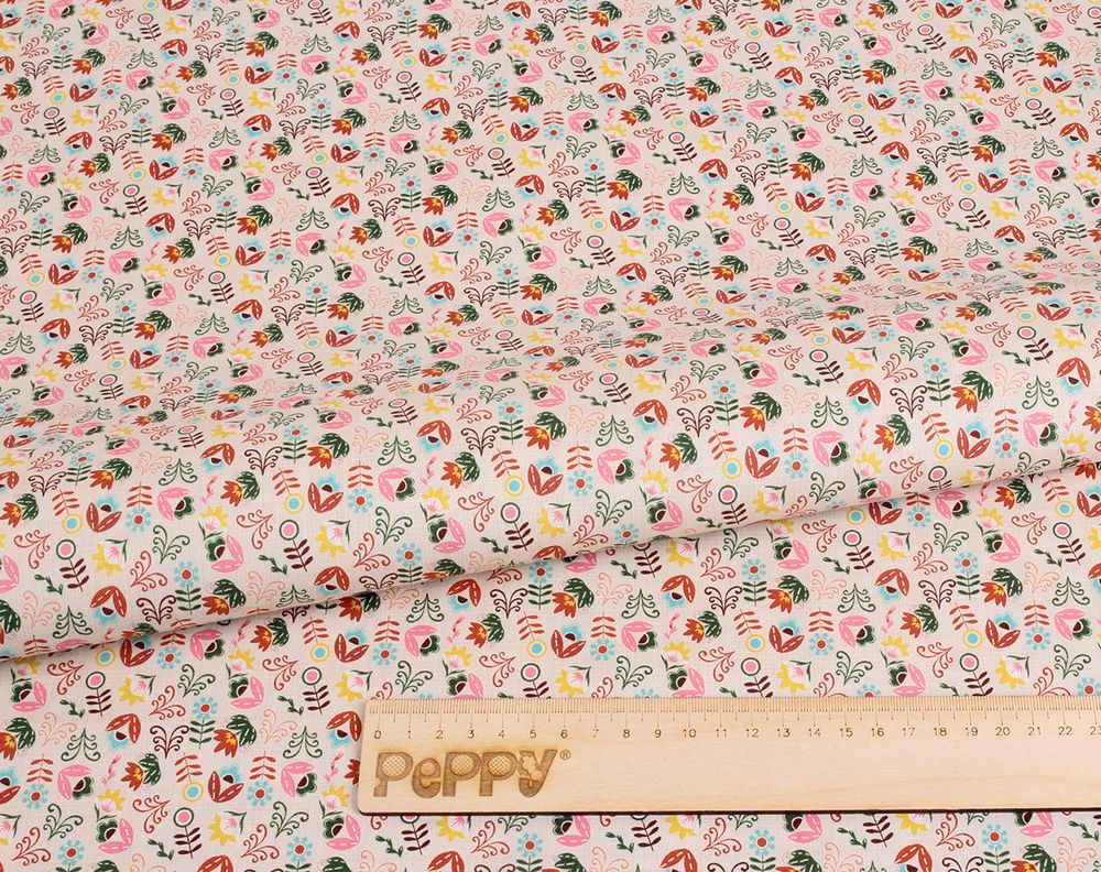 Ткань для пэчворка Peppy Лесные жители, отрез 50х55 см, 146 г/м², ЛЖ-13 бежевый, Peppy