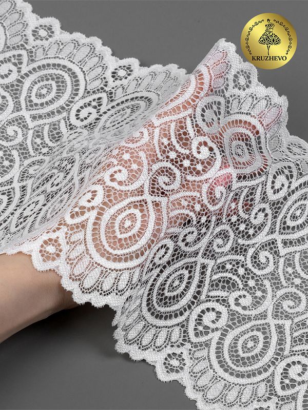 Кружево бельевое эластичное 180 мм / 3 метра, TBY.L1351, цв.004 сумрачный белый