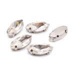 Хрустальные стразы в цапах формы миндаль, белый 7х15 мм, 5 шт., МЦ001НН715