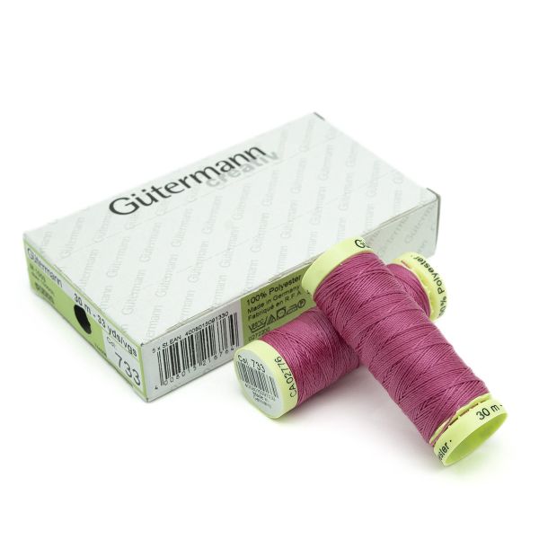 Нитки отделочные Gutermann Top Stitch, 30м, 733 розовая фуксия, 5 катушек
