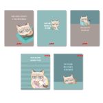 Тетрадь ученическая общая, софт тач, A5+ 96 л. на скобе, белизна 100%, 5 шт, клетка, 000350 Кот-пофигист, Светоч 96ТСК5_12_3_1