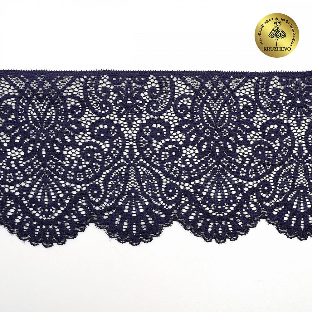 Кружево эластичное (стрейч) 110 мм, 40992PP цв.L061 т.синий уп.25м, Kruzhevo