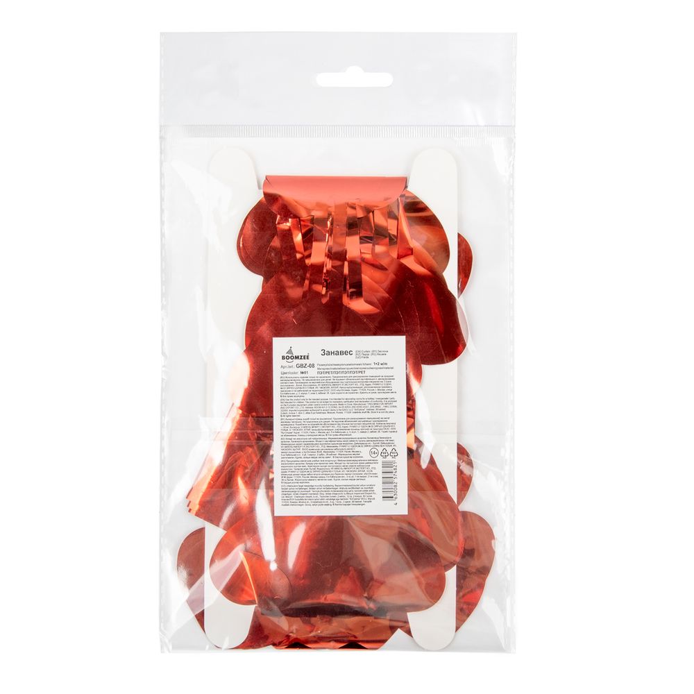 Занавес праздничный фигурный 100х200 см, 01-красные сердечки, Boomzee GBZ-08