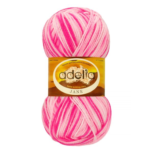 Пряжа Adelia Jane / уп.10 мот. по 50г, 227м, 11 белый-розовый-яр.розовый