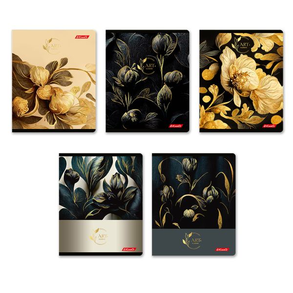 Тетрадь ученическая общая, матовая ламинация + тиснение золотой фольгой, A5+ 48 л. на скобе 65 г/м², белизна 100%, 10 шт, клетка в термоусадочной пленке, 000737 Золотой цветок, Светоч 48ТЕТк-008