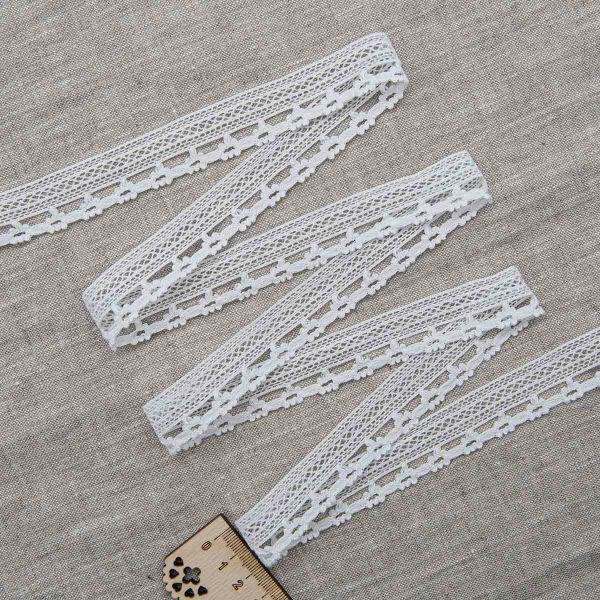 Кружево вязаное (тесьма) 24 мм, белый, 13.71 м