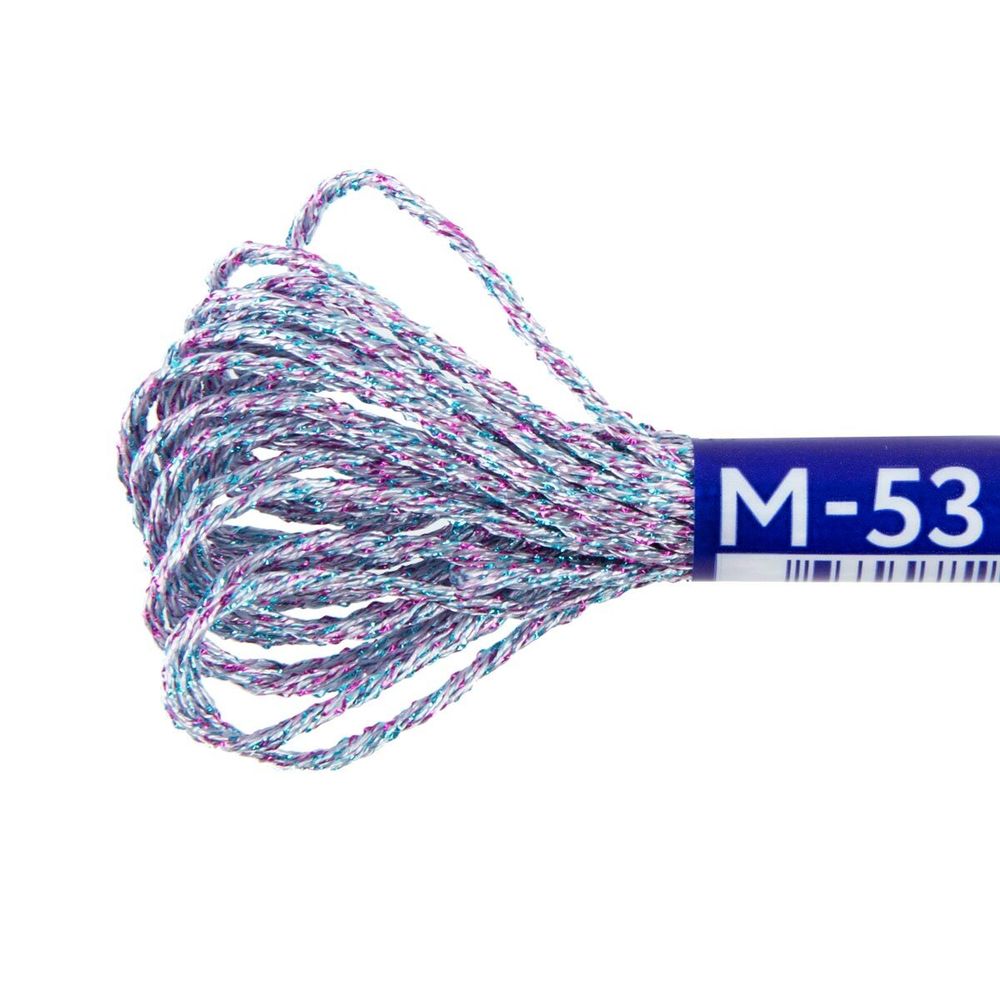 Мулине Gamma металлик NM 12 мотков по 6 метров, M-53 белый/голубой/розовый, Gamma MOULINE