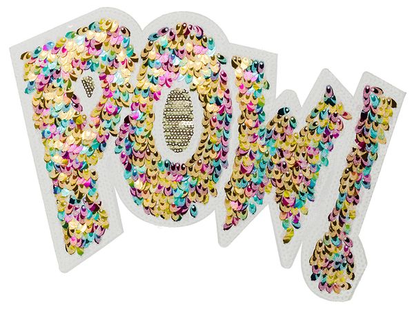 Термоаппликация J №13 на сетке с пайетками, 5 шт, J131 POW 27.5х18.5 см, Gamma