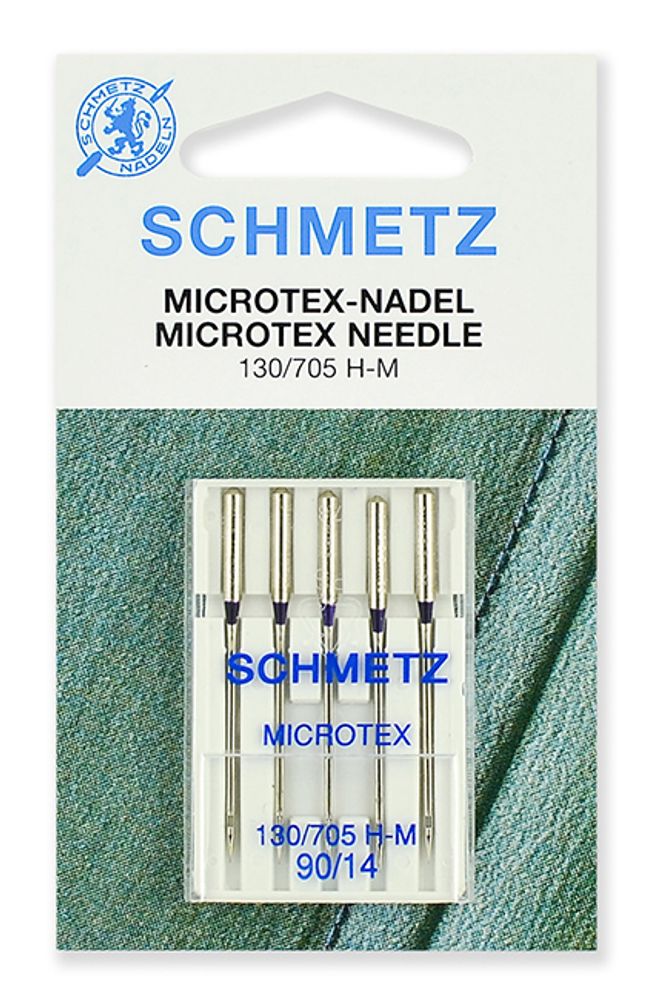 Иглы для швейных машин микротекс (особо острые) Schmetz 130/705H-M №90, уп. 5 игл