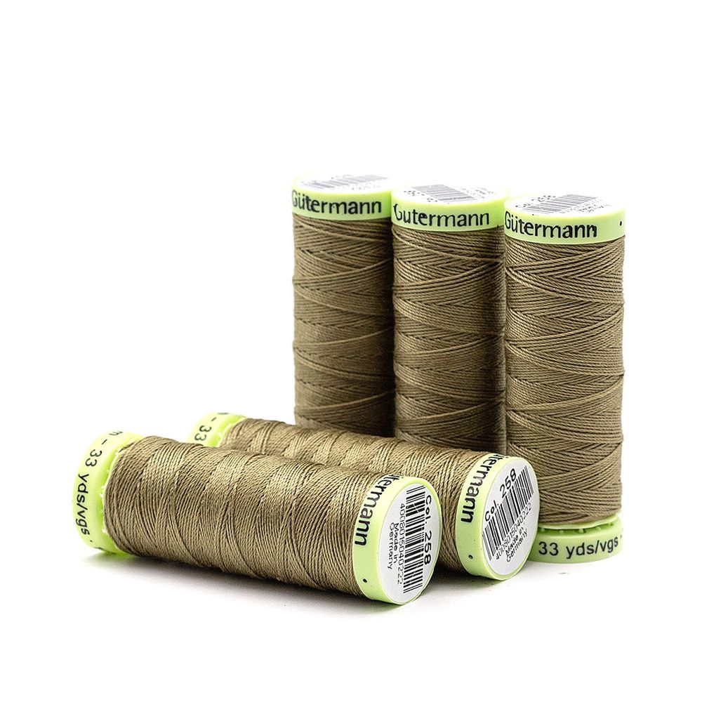 Нитки отделочные Gutermann Top Stitch, 30м, 258 умеренно-болотный, 5 катушек