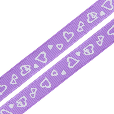 Лента репсовая (в рубчик) Сердечки, 10 мм, 3м, фиолетовый