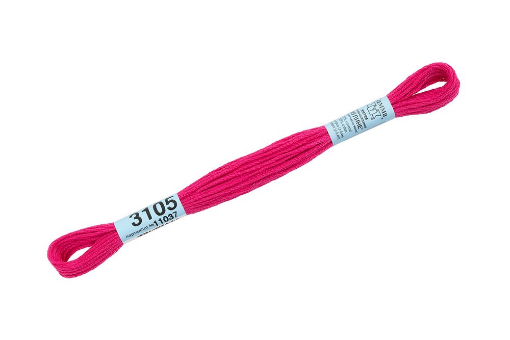 Мулине Gamma 100% хлопок, цв.3105 т.малиновый, 24 мотка по 8 метров