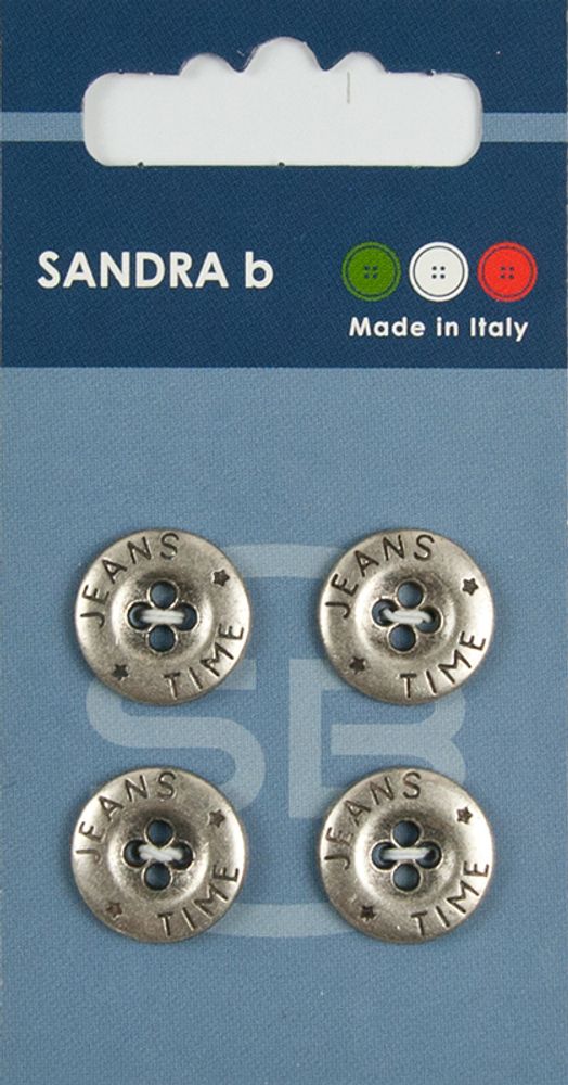 Пуговицы Sandra, 15 мм, 4 шт, металл, серебряный (6)