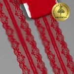 Кружево отделочное в стиле "трикотаж" 40 мм, 150-1, цв.14 красный, 9.14м