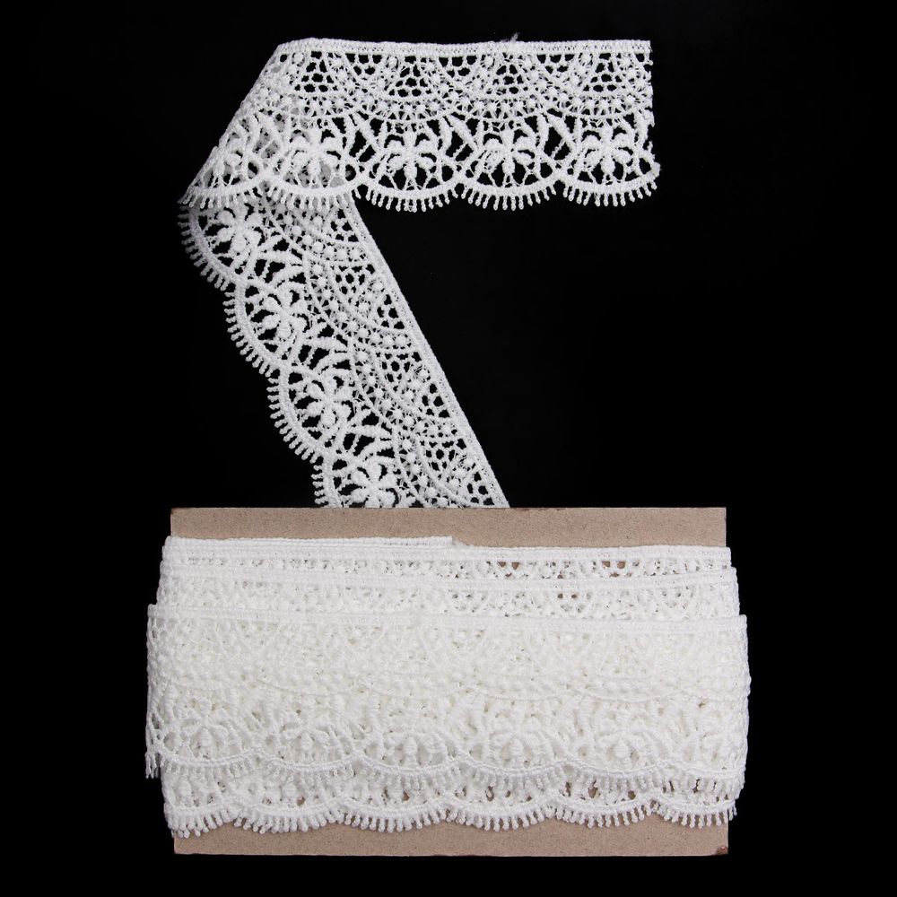 Кружево гипюр (плетёное) 45 мм / 3 метра, матовое, C501 белый