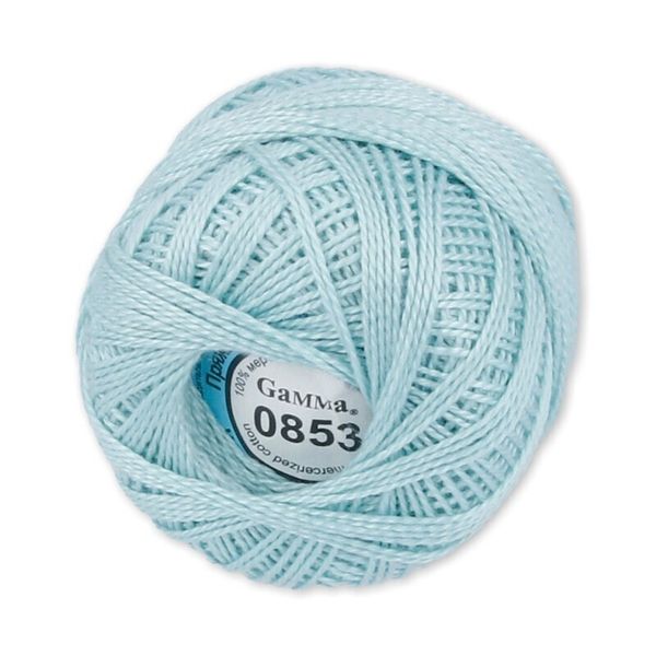 Пряжа нитки Ирис / уп.10 мот. по 10г, 82м, 0853 св.голубой, Gamma