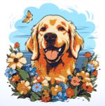 Алмазная (кристальная) мозаика Фрея ALBP-259, постер Собачка в цветах, 30х30 см