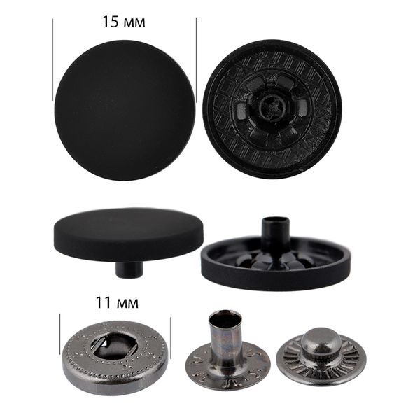 Кнопка Альфа (S-образная) ⌀15.0 мм, ≈100 шт, (внутренние ⌀11 мм) цв.черная резина, TBY