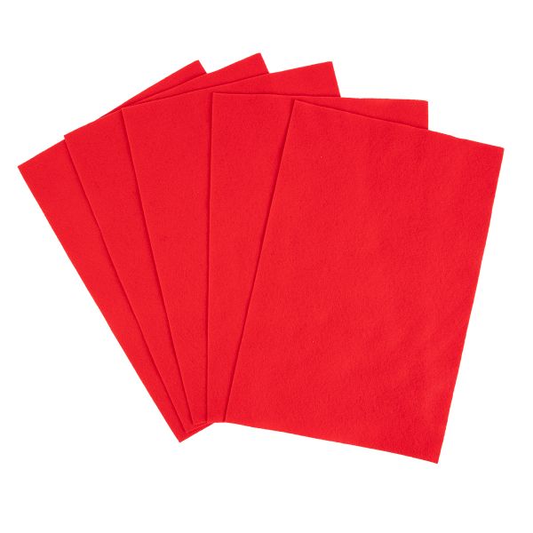 Фетр листовой 1 мм, 20х30 см, 5 шт, CH601 красный, Blitz FKC10-20/30