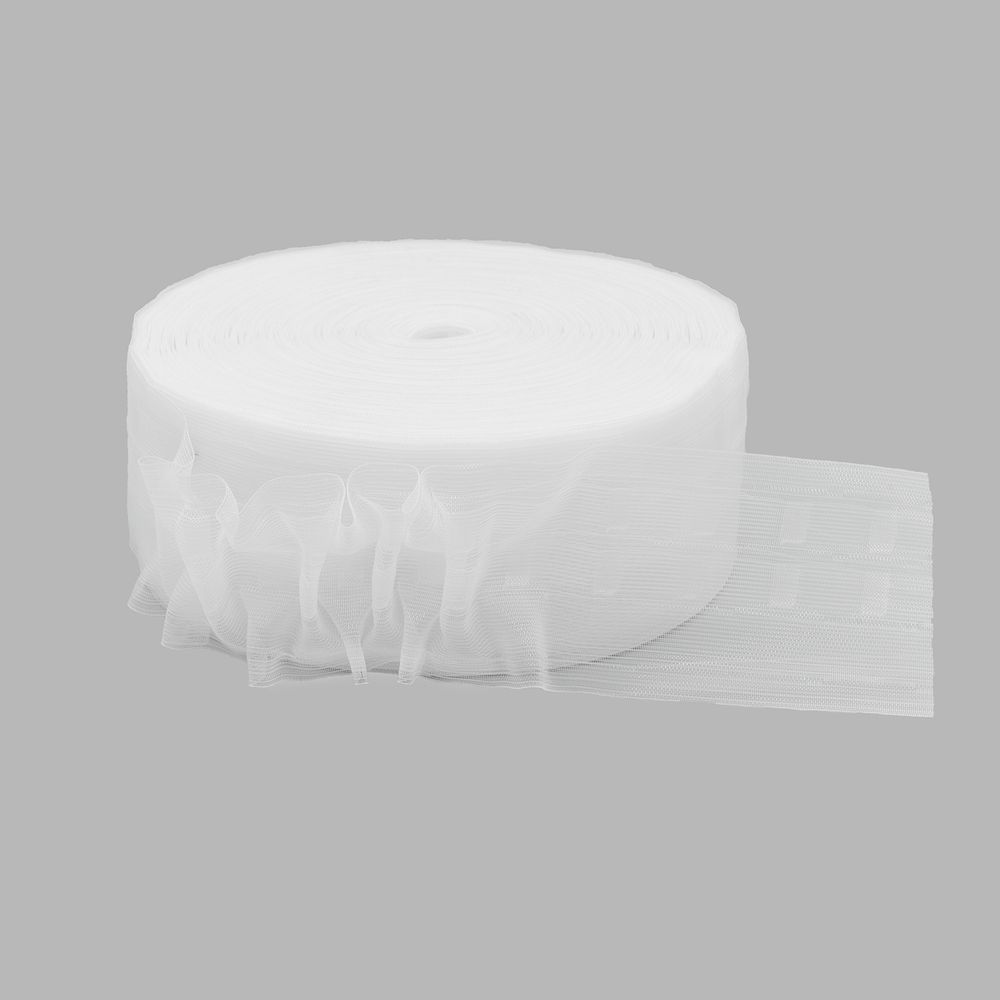 Лента (тесьма) шторная: сборка вафельная (1:2.5) 80 мм / 100 метров, 420201