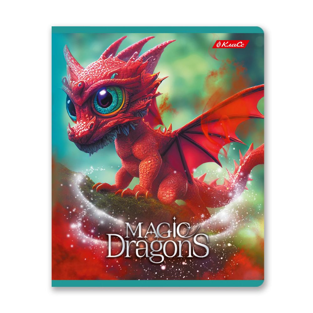 Тетрадь ученическая общая, выборочный лак, A5+ 48 л. на скобе 65 г/м², белизна 100%, 10 шт, клетка в термоусадочной пленке, 000750 Дракоша, Светоч 48ТЕТк-003