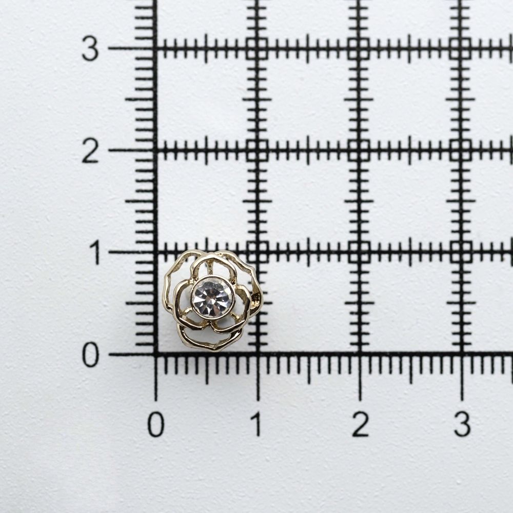 Пуговицы на ножке 16L (10мм) со стразом, металл (G золото), 36 шт, ME 625