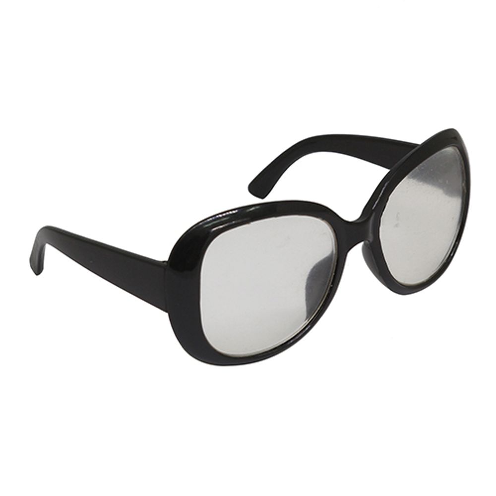 Очки со стеклом, пластик, 8,5 см, 1шт (черный) 26504